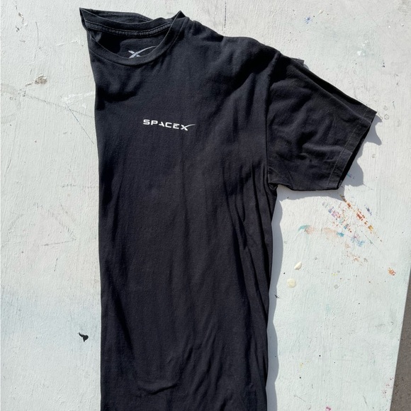 Men's SpaceX T-Shirt Black Falcon Heavy Spell-Out XL Crew Space Elon Musk Tesla - Picture 8 of 9